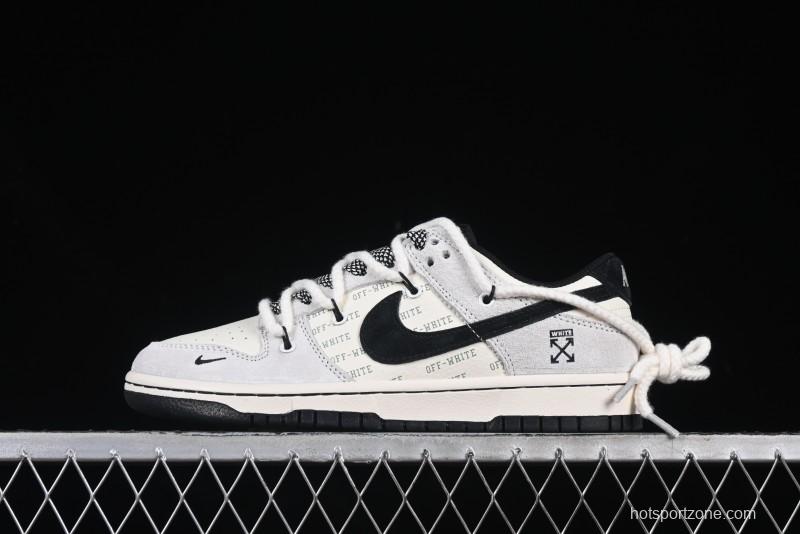 Nike SB Dunk Low OFF-WHITE Collaboration Strap Anniversary Edition Customized Low-Top Casual Skate Shoes - YX5066-225