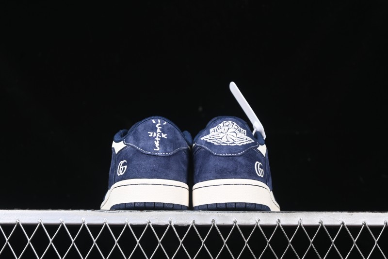Nike Travis Scott x Fragment Design x Air Jordan 1 Low OG SP AJ1 Collaboration Sneakers - Prussian Blue - XS3086-006
