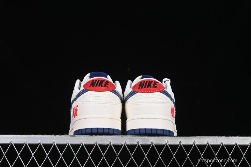 Nike SB Dunk Low Supreme Collaboration - Off-White 3D Navy Swoosh Anniversary Custom Low-Top Casual Sneakers - FC1688-204