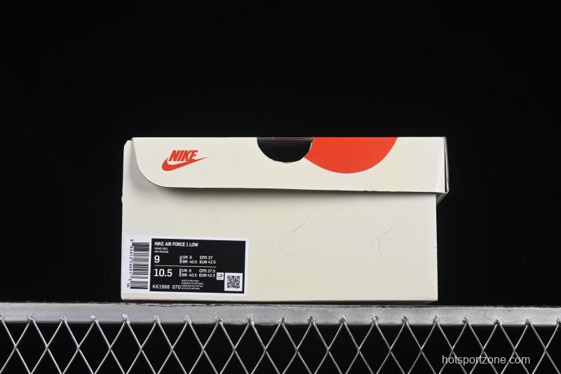 Nike Air Force 1'07 Low Supreme Collaboration Rice Wine Red Casual Sneakers - KK1988-070