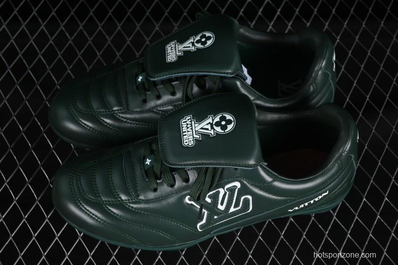 Louis Vuitton Footprint Soccer 2025 Spring Summer Collection Round Toe Lace-Up Low Top Lifestyle Casual Shoes - D.GREEN