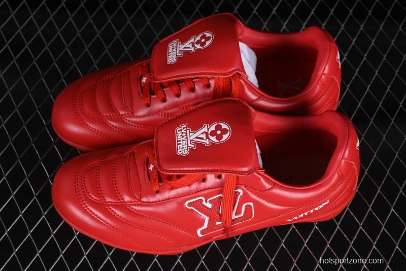 Louis Vuitton Footprint Soccer Low-Top Lifestyle Sneakers Round Toe Lace-Up Casual Shoes Red - AJF6