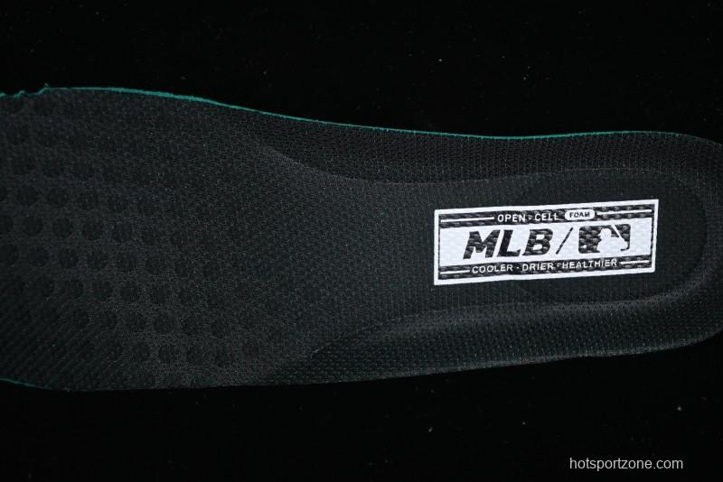 NY Yankees Black Leather Sneakers – Bold Orange Logo Edition