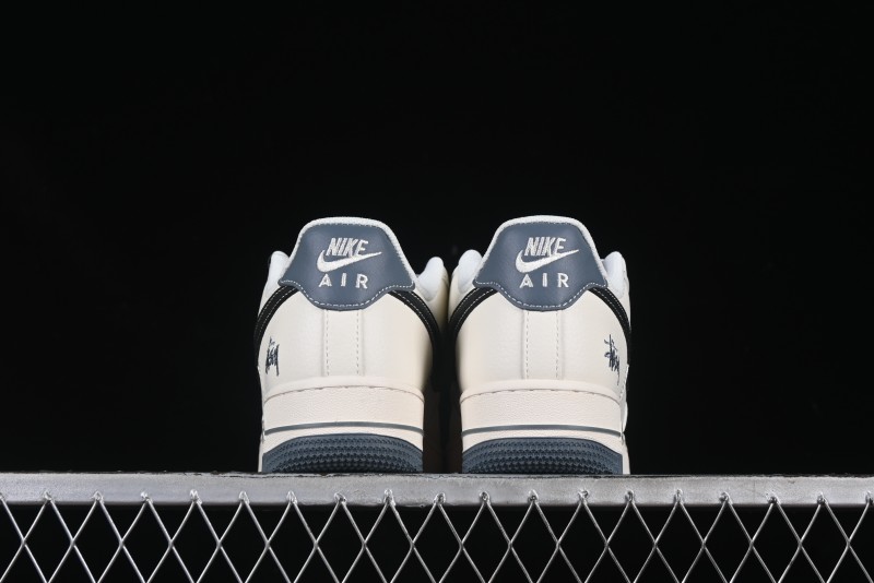 Nike Air Force 1 '07 Low Stussy Collaboration Grey Base Black Swoosh Casual Sneakers - XZ6188-761