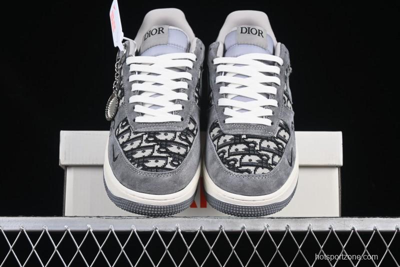 Nike Air Force 1'07 Low Dior Collaboration Grey Knit Skeleton Low-Top Casual Sneakers - KK1988-056