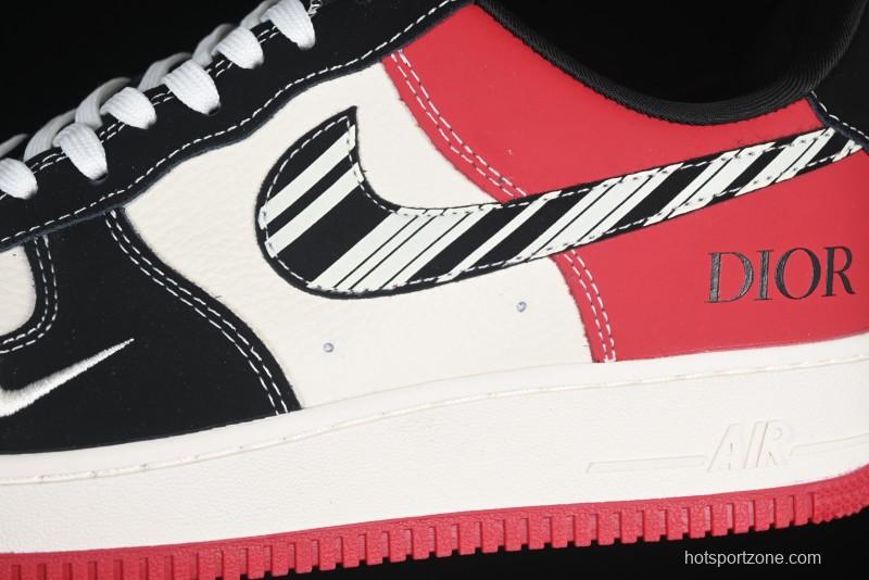 Nike Air Force 1'07 Low Dior Collaboration Red Black Zebra Print Casual Sneakers - KK1988-066