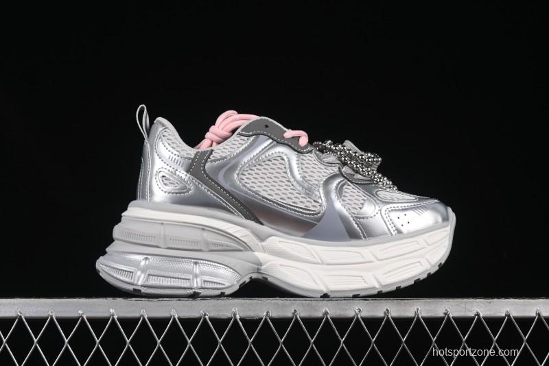 GG-CC Thick Sole Casual Running Shoes with Fashionable Design - G25S2507 Silver