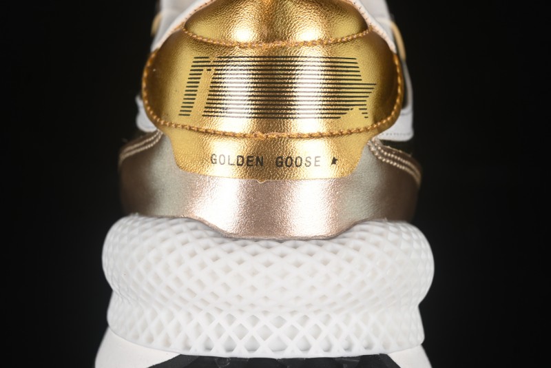 Golden Goose Marathon White Black Gold Comfortable Low-Top Lifestyle Sneakers - H8D4