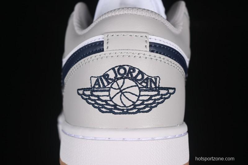 Nike Air Jordan 1 Low AJ1 Casual Sneakers with Blue Swoosh - 553558-146