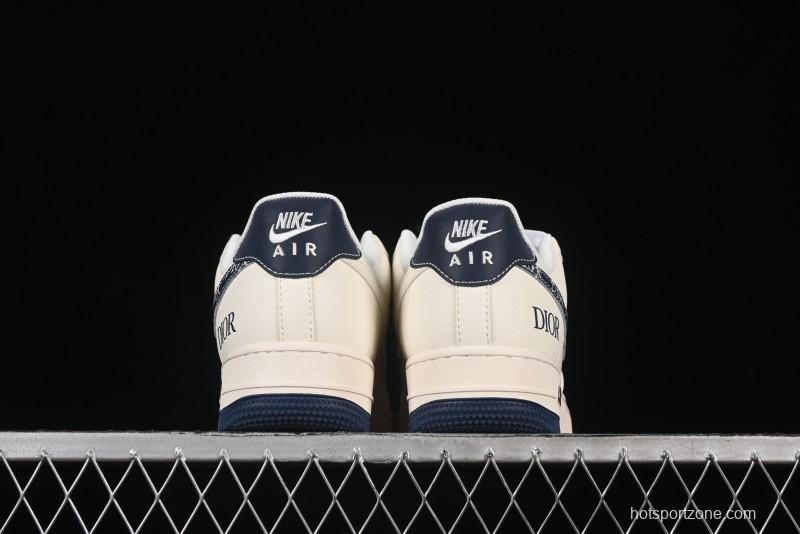 Nike Air Force 1 '07 Low Dior Collaboration Blue Iridescent Swoosh Casual Sneakers - XS1958-569