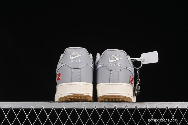 Nike Air Force 1 '07 Low Supreme Collaboration Light Grey Gum Casual Sneakers - KK1988-075