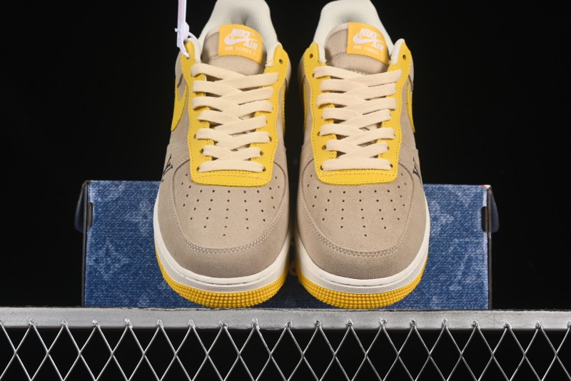 Nike Air Force 1'07 Low LV Collaboration Grey Yellow Casual Sneakers - HQ2037-322