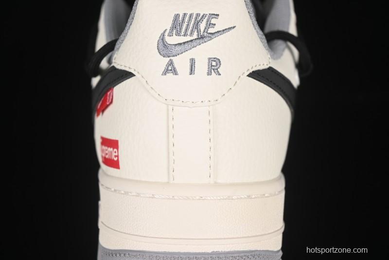 Nike Air Force 1 '07 Low Supreme Collaboration Dual-Tone Grey Black Drawstring Casual Sneakers - DM6868-069