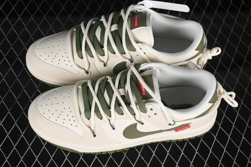 Nike SB Dunk Low Sup Anniversary Customized Low-Top Skateboarding Shoes with Strap and Green Swoosh - DM6868-090