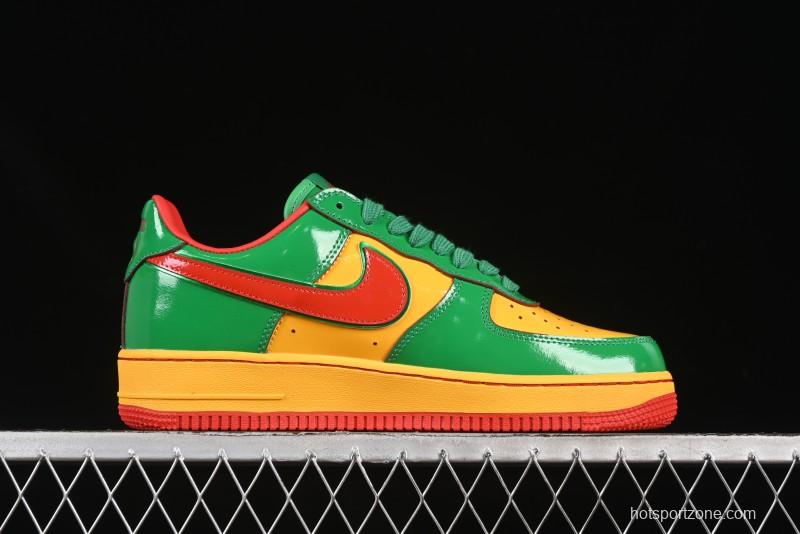 Nike Air Force 1'07 Low Lil Yachty Collaboration Casual Sneakers with Patent Leather and Multicolor Design - IH4383-300