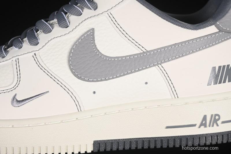 Nike Air Force 1 '07 Low Casual Sneakers in Cream Grey with Full-Length Air Cushion - SC9207-534