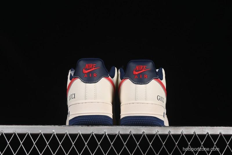 Nike Air Force 1'07 Low Gucci Collaboration Blue Red Swoosh Casual Sneakers - JJ2508-713
