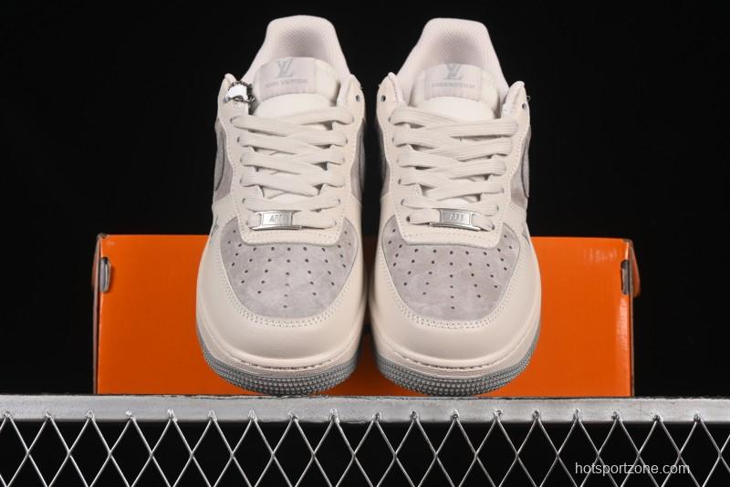 Nike Air Force 1 '07 Low LV Collaboration Beige Grey Snake Swoosh Casual Sneakers - XX3168-130