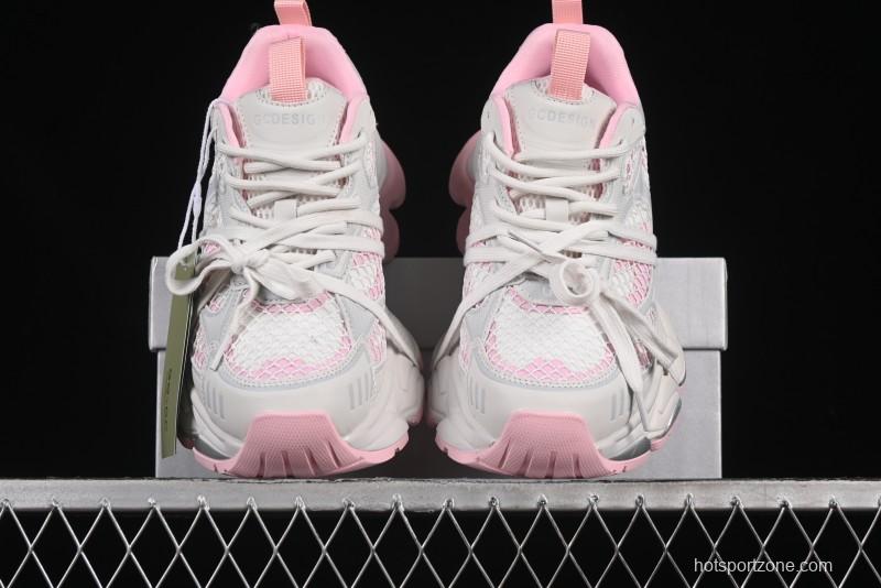 GG-CC Starry Sky Particle Silver White Lace-up Hollow Out Chunky Sneakers with 5cm Height Boost - G25U9778