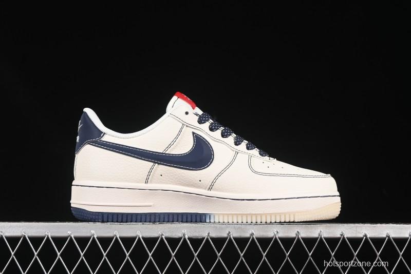 Nike Air Force 1 '07 Low Stussy Collaboration Dual-Tone Blue Red Logo Casual Sneakers - HH7518-072