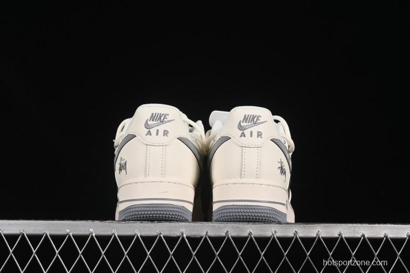 Nike Air Force 1 '07 Low Stussy Collaboration Grey Diamond Lace-Up Casual Sneakers - DM6868-072