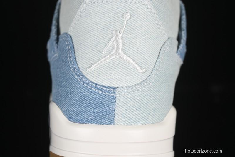 Nike Air Jordan 4 Retro Denim "Worn Blue" Sneakers with Distressed Wash Finish - IB6716-100