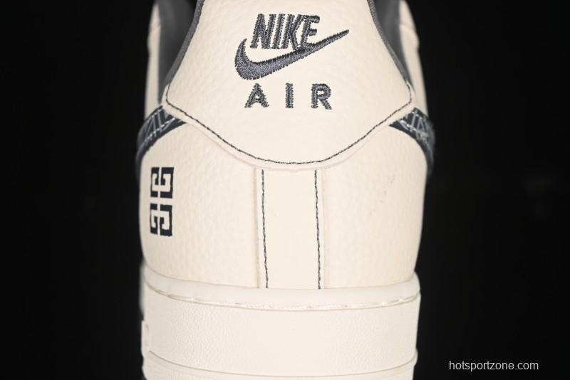 Nike Air Force 1 '07 Low Givenchy Collaboration Pattern Beige Grey Casual Sneakers - DF0188-057