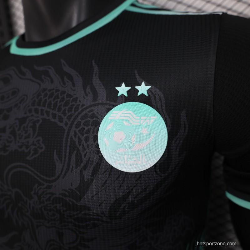 Player Version 2025 Algeria Black with Mint Green Dragon Pattern Jersey