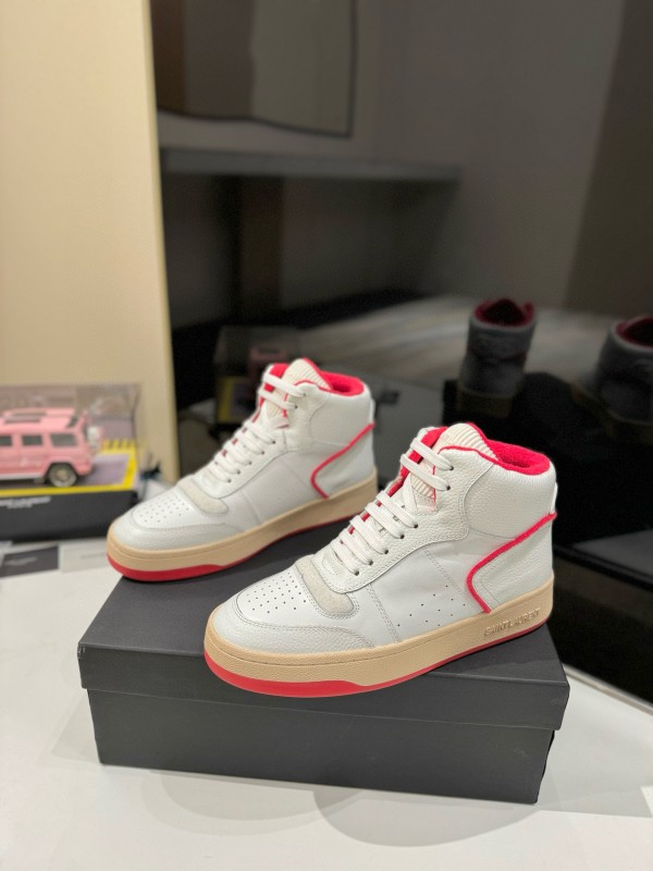 2024 Unisex Yves Saint Laurent White Red Leather Sneakers MJ00390