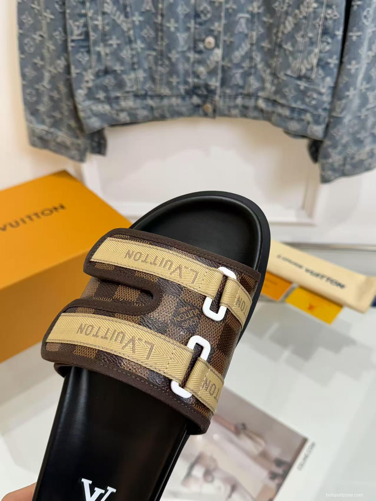 2025 Slippers Louis Vuitton Brown Canvas Slippers LY