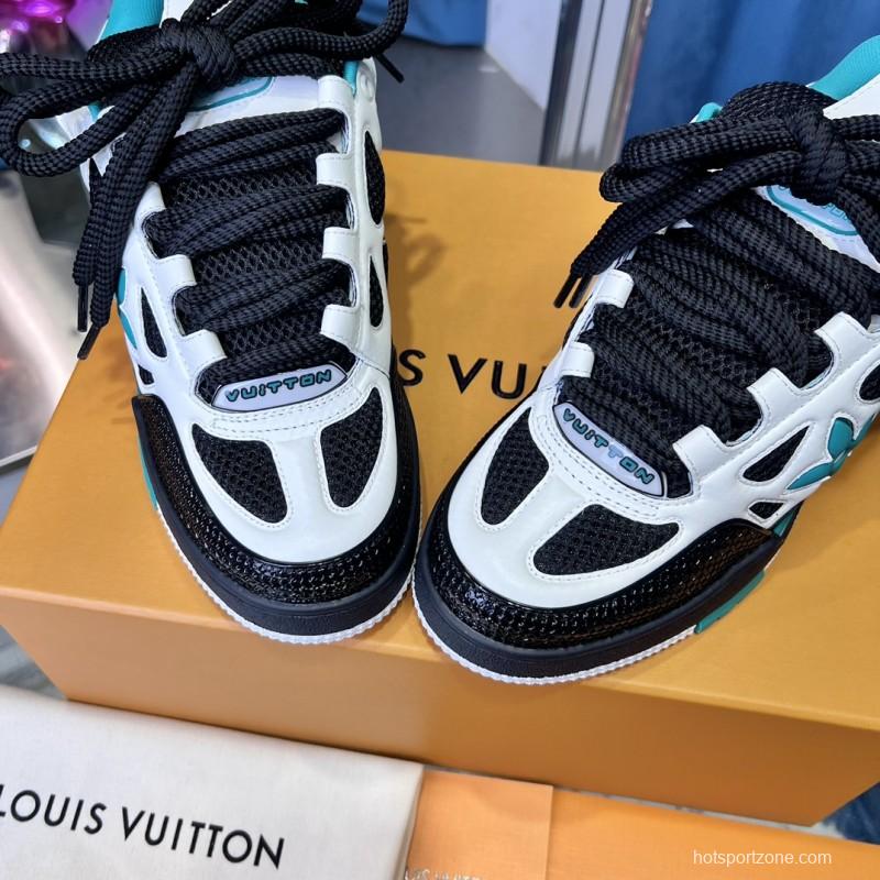 2025 Unisex Louis Vuitton White Black Blue Leather Trainer