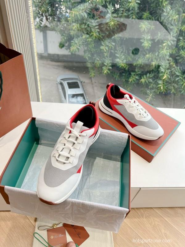 2024 Unisex Le Parmentier Red White Black Mesh Leather Sneakers