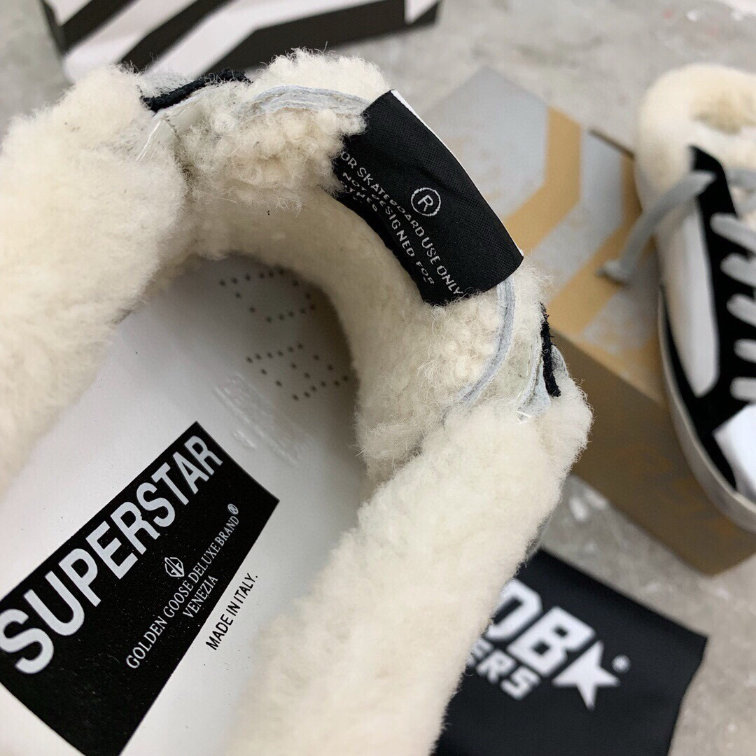 2024 Slippers GGDB White Black Leather Shearling Slippers MJ00280