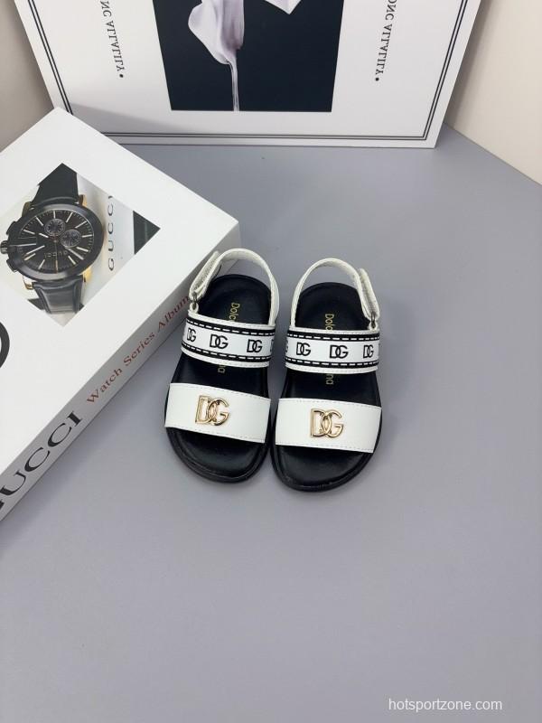 2025 Kids Dolce & Gabbana Black White Leather Sandals