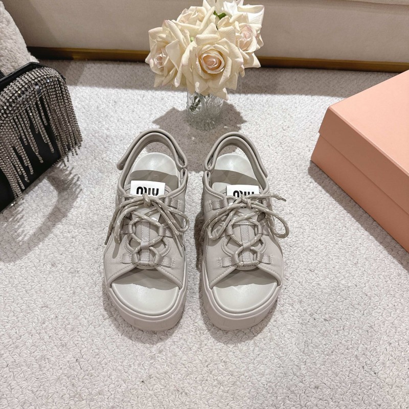 2025 Women Miu Miu White Lycra Sandals LY00280