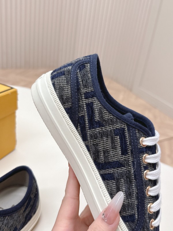 2025 Women Fendi Navy Blue Black Canvas Sneakers LY00280
