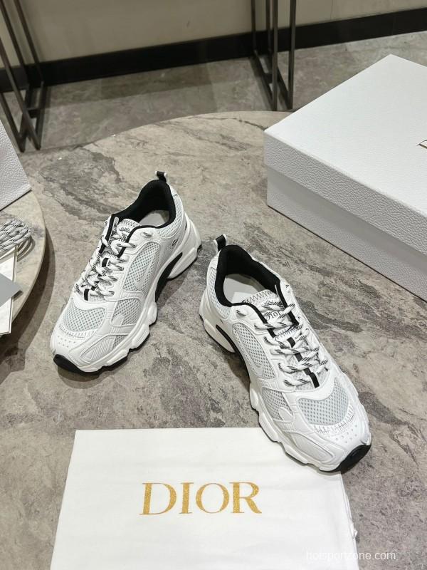 2025 Women Dior White Black Mesh Leather Sneakers KFY00370