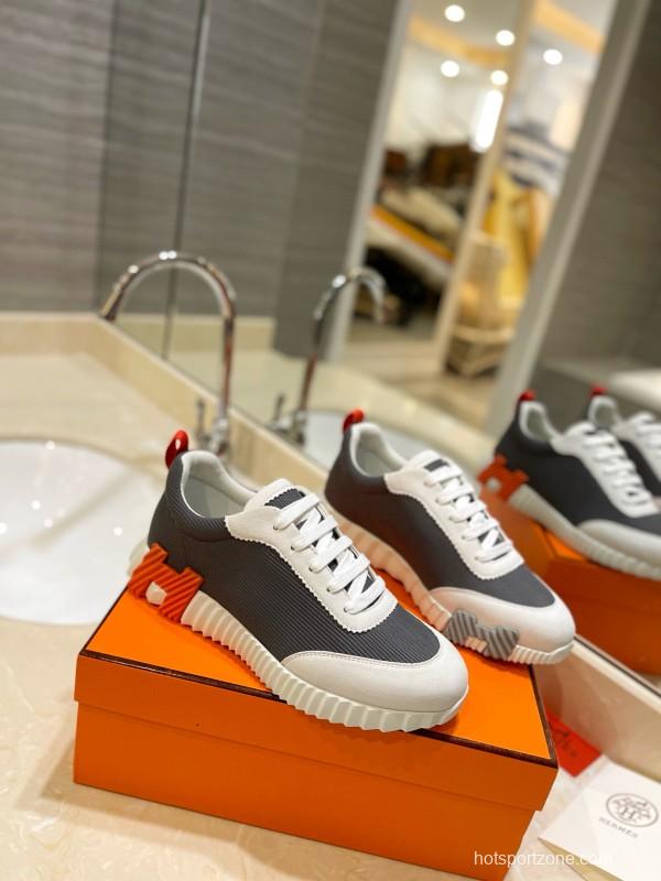 2024 Unisex Hermès Black White Imported Silk Sheepskin Imported Suede Casual Sneakers MJ00320