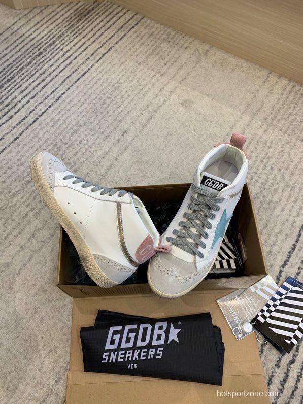 2024 Unisex GGDB White Blue Suede Leather High Top Sneakers MJ00300