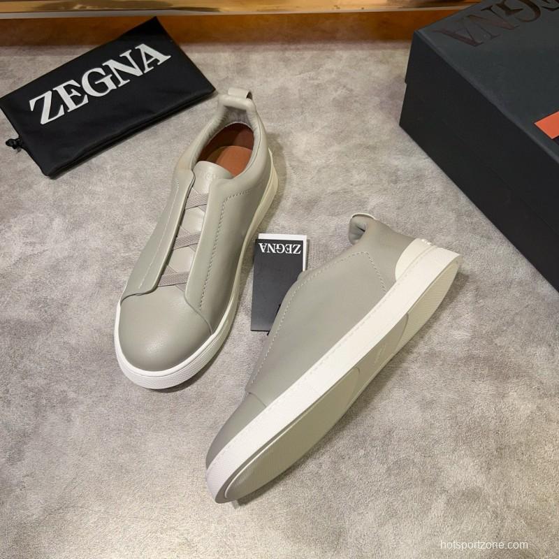 2024 Men Ermenegildo Zegna White Leather Sneakers MJ00280