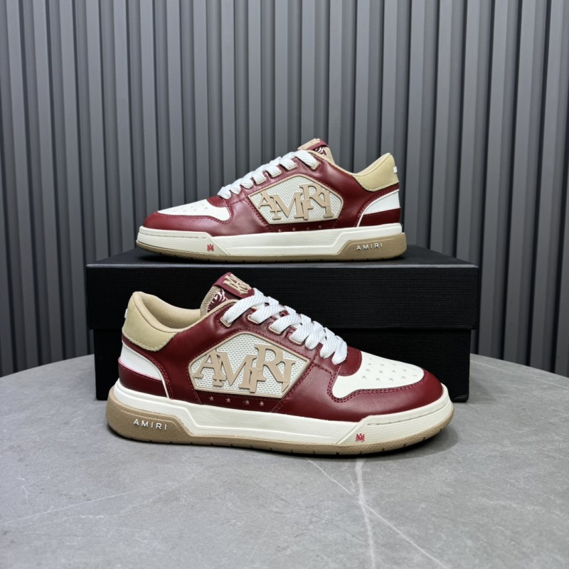 2025 Unisex Amiri Red White Beige Leather Sneakers MJ00360