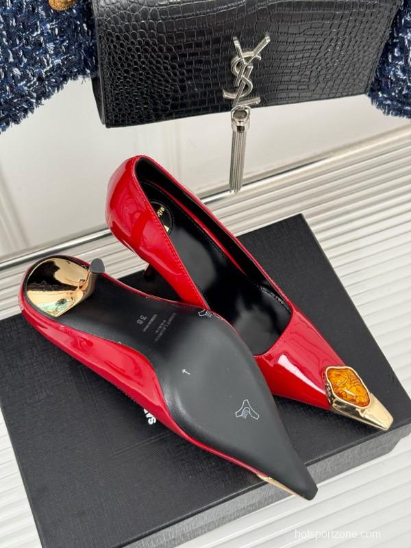 2024 Women Yves Saint Laurent Red Patent Leather Pumps MJ00330