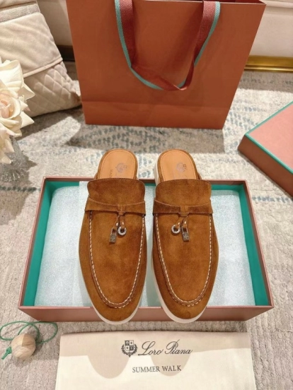 2025 Women LP Brown Suede Slippers LY00260