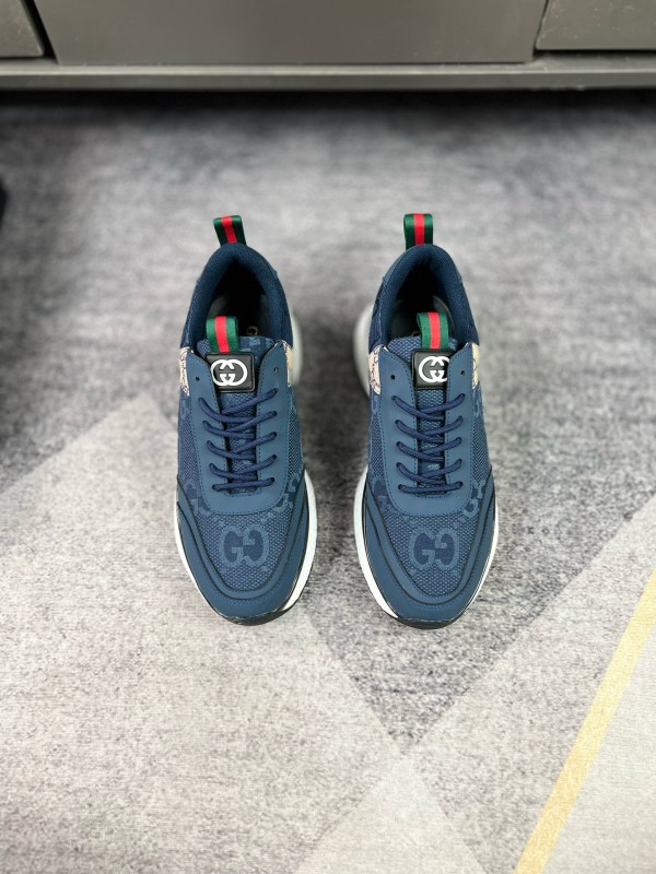 2024 Men Gucci Blue Beige Mesh Leather Sneakers MJ00260