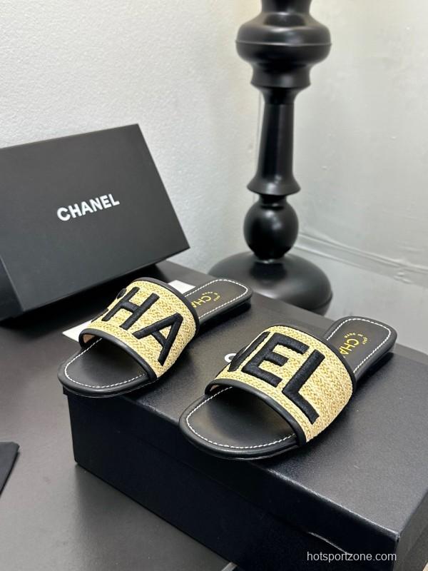 2025 Slippers Chanel Yellow Black Fabric Slide