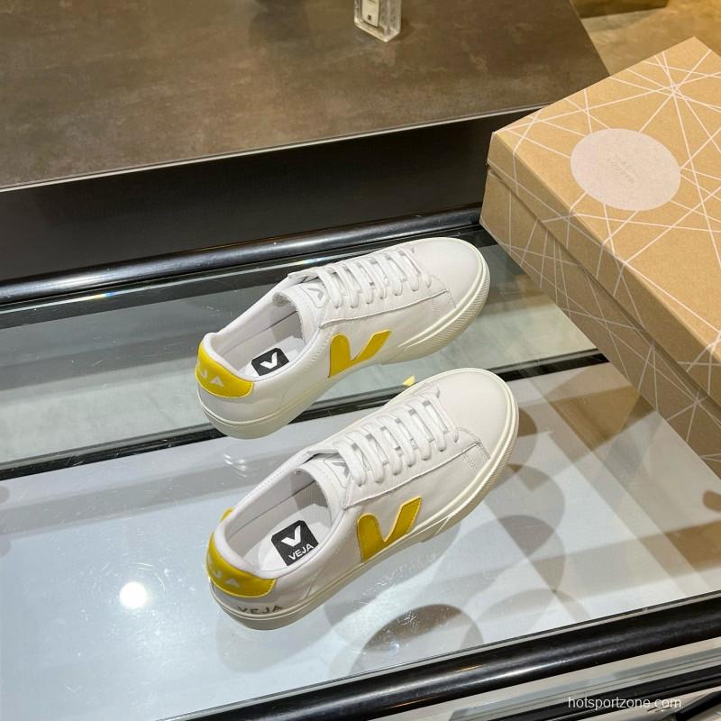 2025 Women VEJA White Yellow Leather Sneakers MJ00240(F)