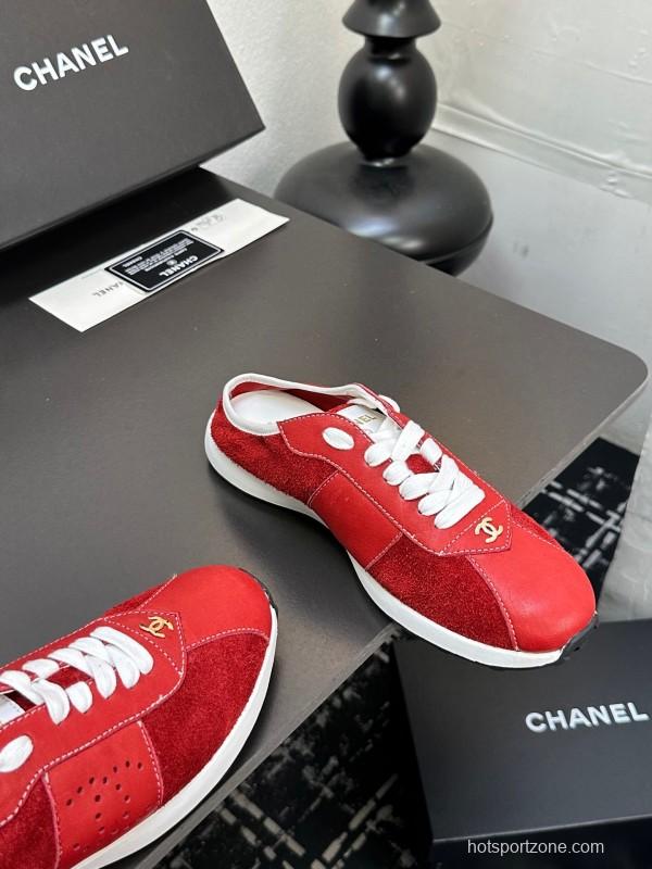 2025 Women Chanel Red Leather Casual Sneakers Fashion Craft LY00360(F)