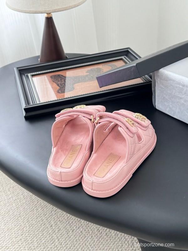 2025 Women Chanel Pink Leather Sandals LY00310