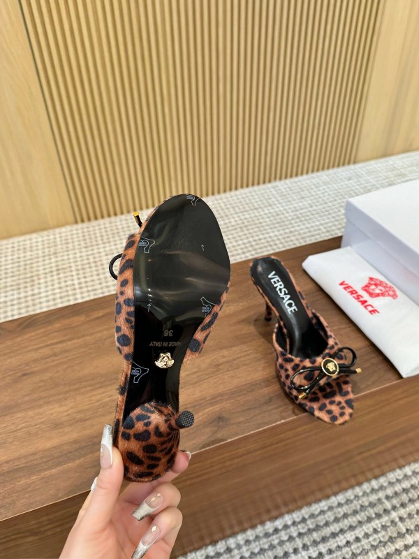 2025 Women VERSACE Leopard Print Calf Hair Heels LY00210