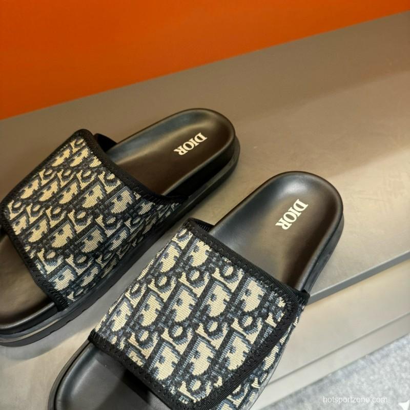 2024 Slippers Dior Black Canvas Slippers MJ00180